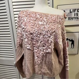 Elegant Pink Off-Shoulder Sweater